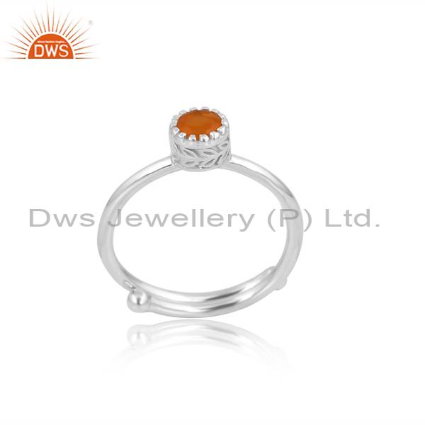 Exquisite Handcrafted Carnelian Silver Ring for Girls