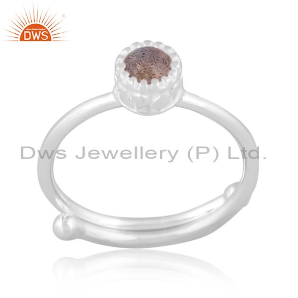 Labradorite Stone 925 Sterling Silver Designer Crown Ring