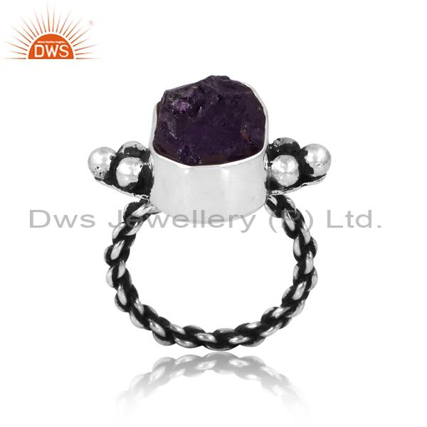 Oxidized Amethyst Engagement Ring: Unshaped Beauty