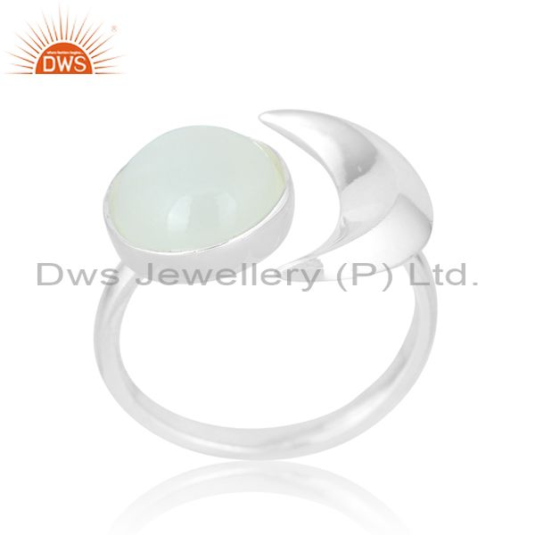 Adjustable Moon And Circle Ring With White Moonstone Design