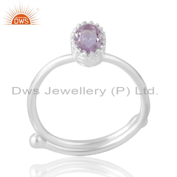 Adjustable Pink Amethyst Oval Cut Ring For Proposal Women