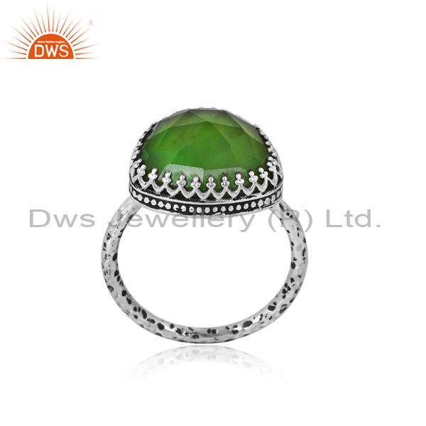 Opal Green Oxidized Engagement Ring: Exquisite Beauty