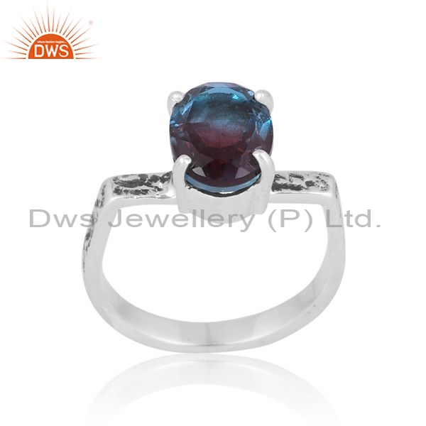 Sterling Silver Oxidised Ring With Bio Alexandrite