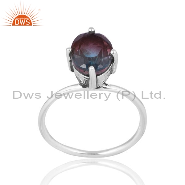 Sterling Silver Oxidised Earring With Bio Alexandrite