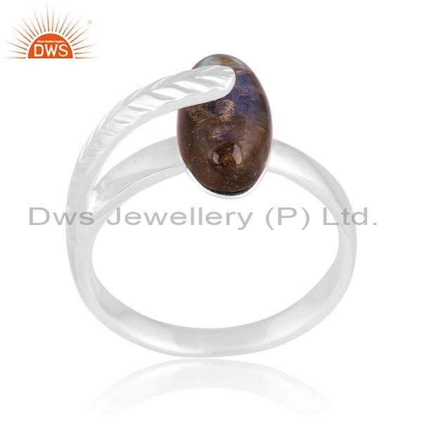 Sterling Silver Ring With Labrodorite Cabushion Oval Stone