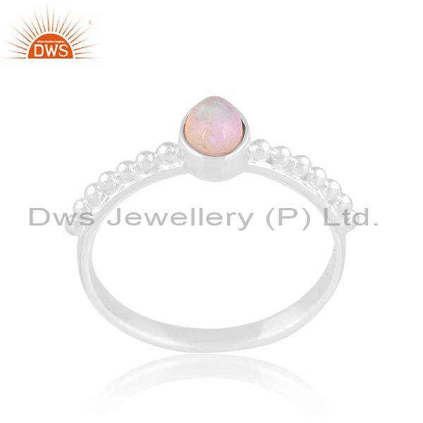 Classy Ethiopian Opal On White Sterling Silver Ring