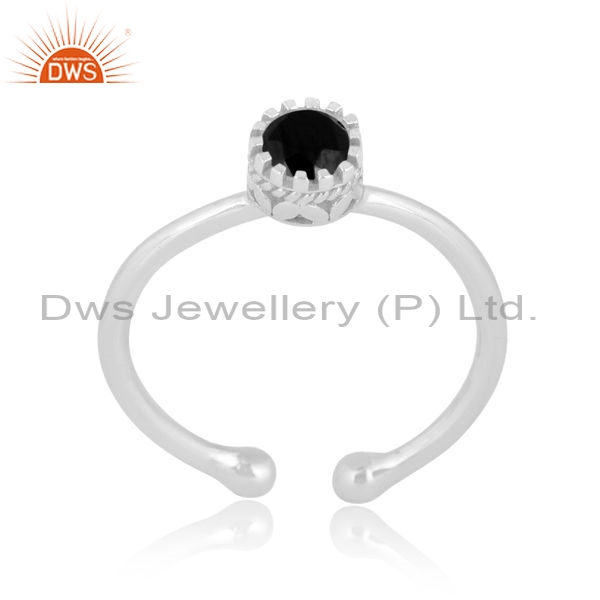 Sterling Silver Ring With Black Spinel Round Cut Stone