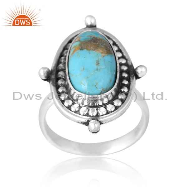 Sterling Silver Ring With Kingman Turquoise Cabushion Cut