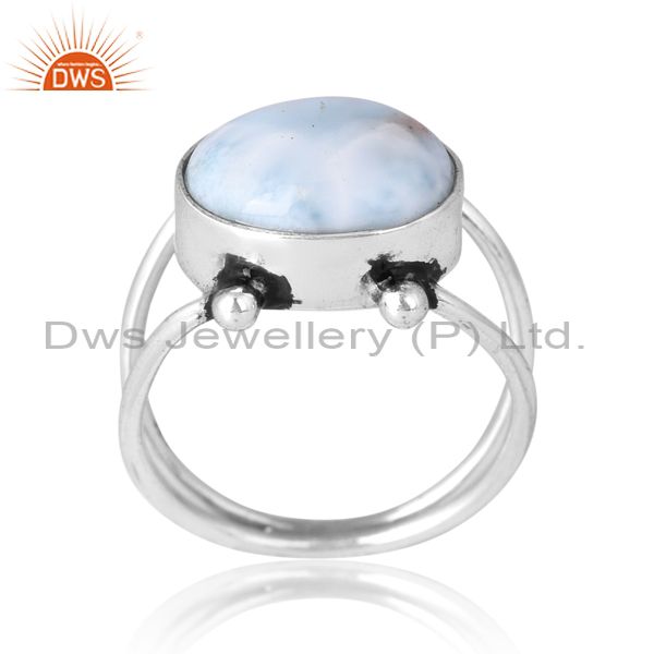 Sterling Silver Ring With Larimar Oval Cut