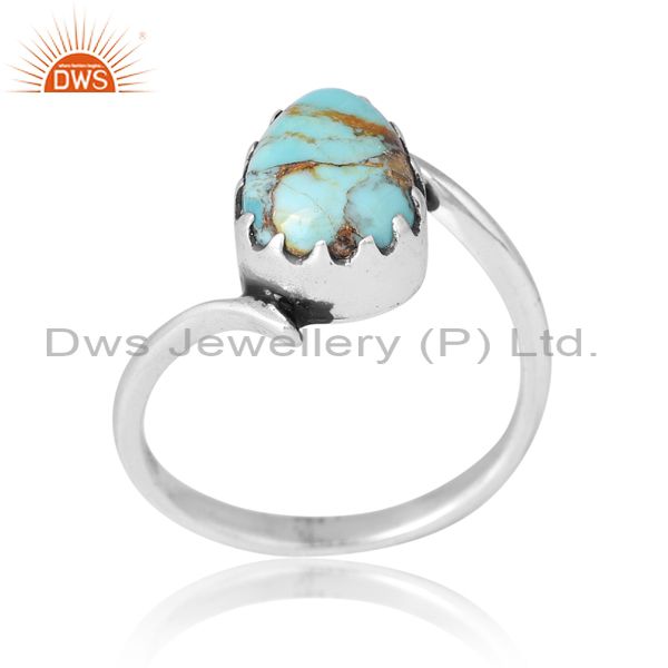 Sterling Silver Ring With Kingdman Turquoise Oval Cut