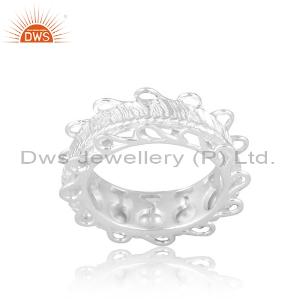 Sterling Silver White Ring With Loops And Wire Designs