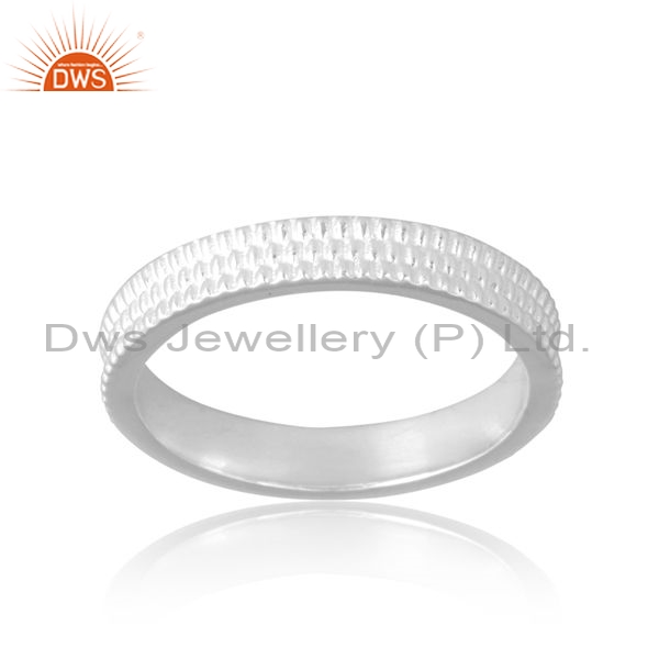 Sterling Silver Plain Engraved Ring Triple Layer With Lines