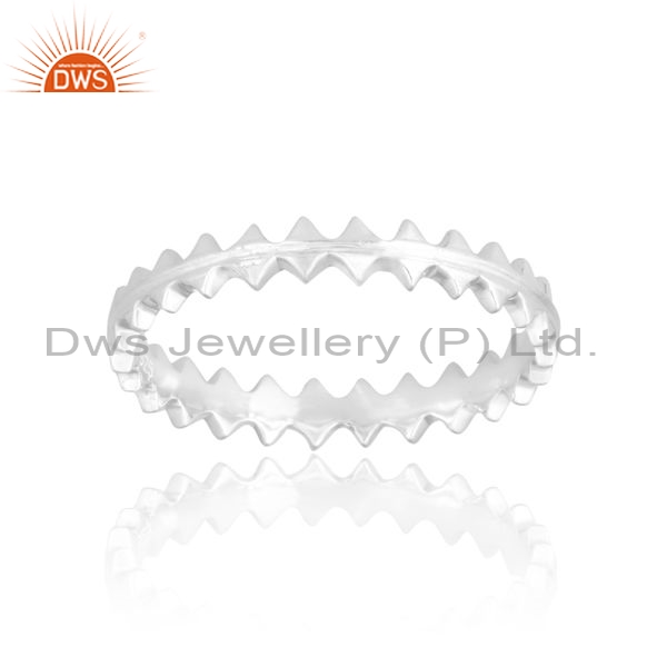 Silver White Ring With Double Side Triangle Patterns
