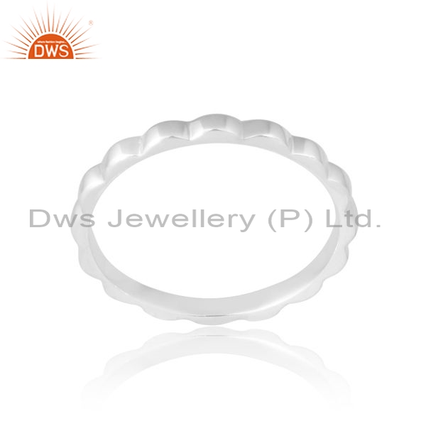 Silver White Ring With Curve High And Low Design