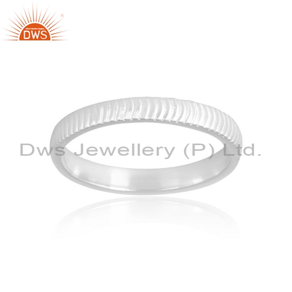 Darling Silver White Ring With Straight Lines Engraved