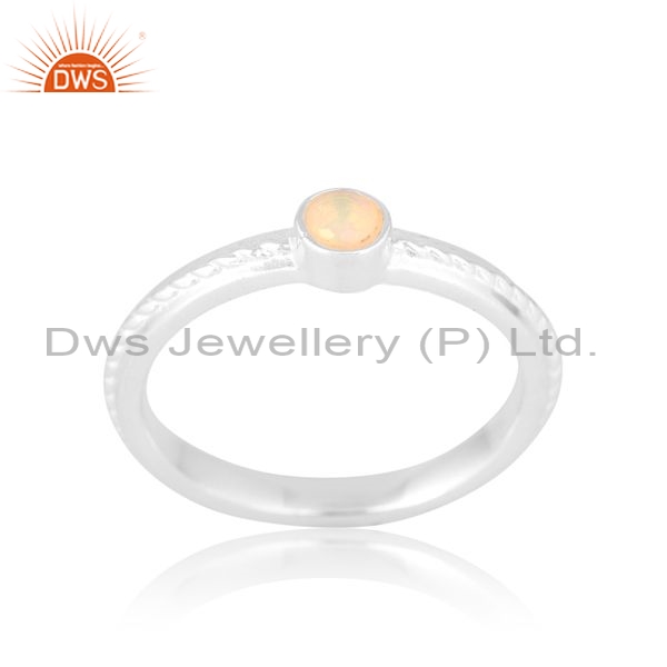 925 Silver White Ring With Ethiopian Opal Round Cut
