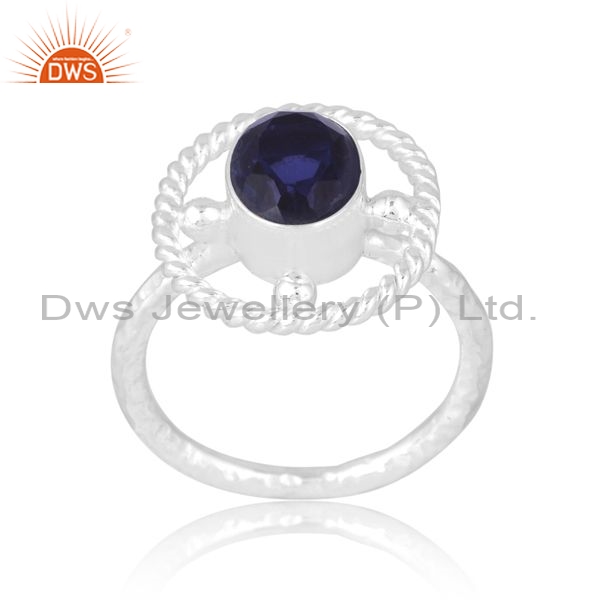 925 Silver White Ring With Doublet Amethyst Oval Cut Stone