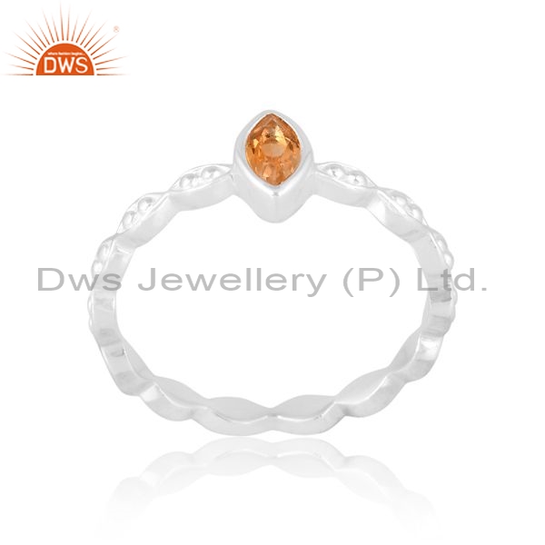 Sterling Silver White Ring Citrine Marquise Cut Stone