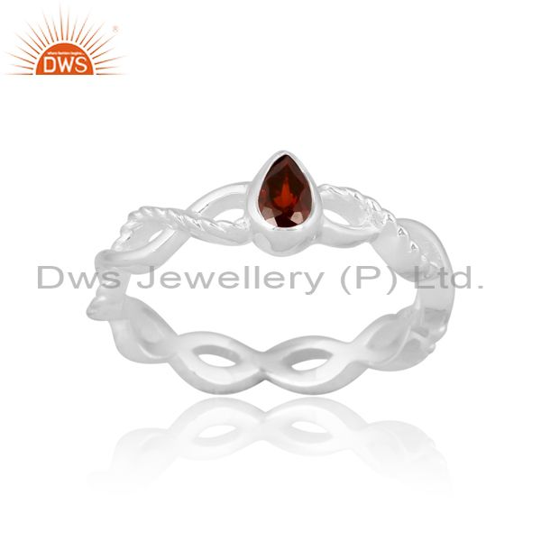 Infinity Model Ring In Silver For Stylish Women With Garnet