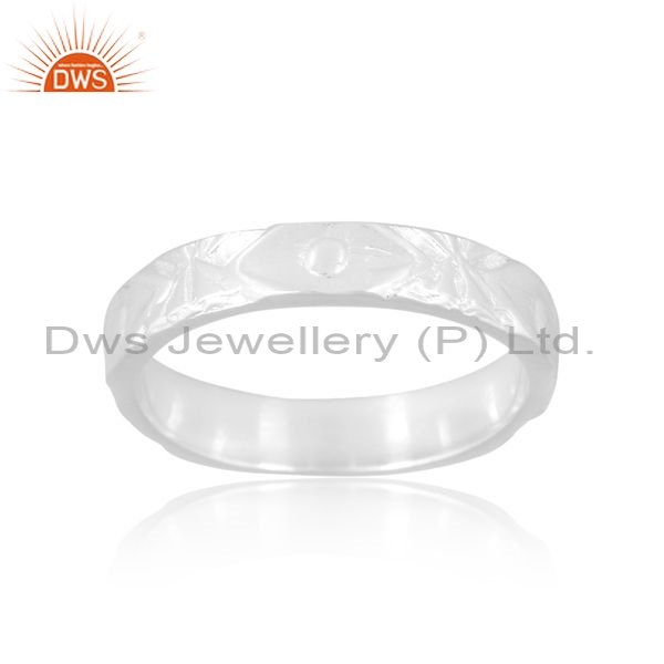Wide Band Sterling Silver White Ring