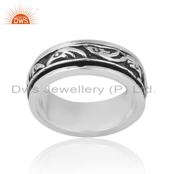 Sterling Silver Oxidised Ring With Unique Patterns