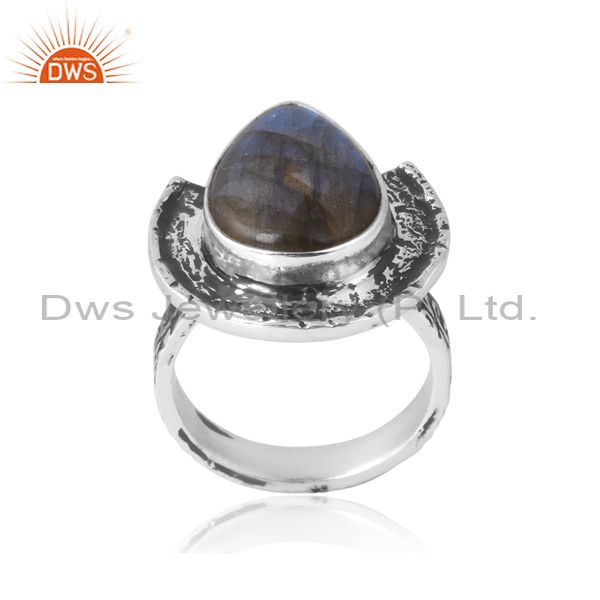Unshaped Stylish Labradorite Silver Antique Ring For Women