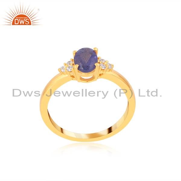 Stunning Gold Vermeil Ring with Tanzanite & Cubic Zirconia