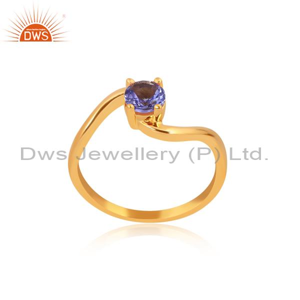 Tanzanite: Gold Plated Engagement Ring for Girls
