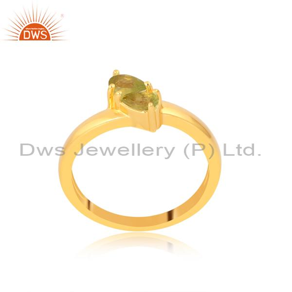 Gold Plated Peridot Engagement Ring for Girls