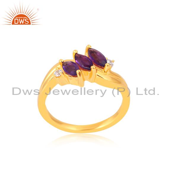 Amethyst Gold Plated Engagement Ring for Girls