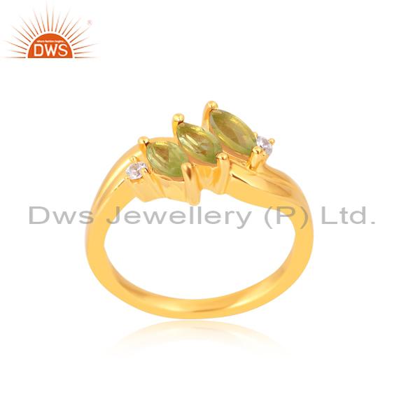 Peridot Gold Plated Engagement Ring for Girls