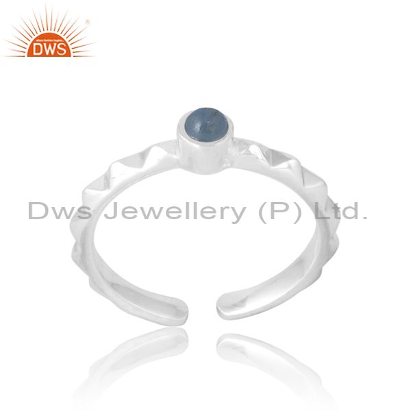 Spiked Silver Band With Round Cut Kyanite Stone For Women