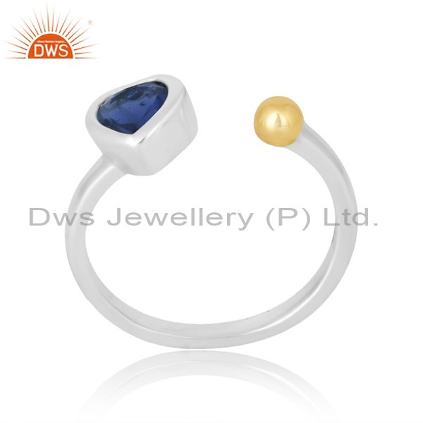 Dot And Heart Women Ring For Valentine With Iolite Stone