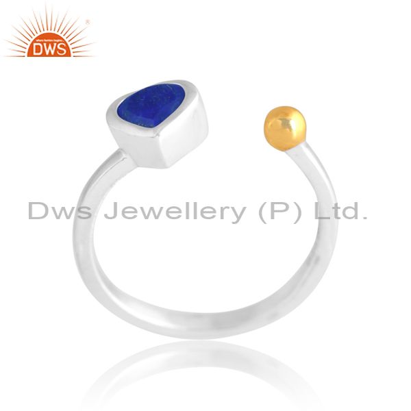 Heart And Dot Ring In Gold Silver With Lapis Cut Stone