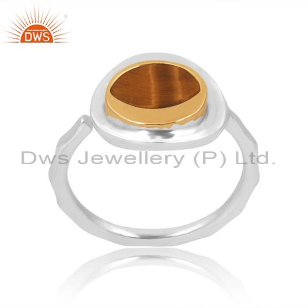 Eye-catching Tiger Eye Yellow Coin Ring for Exquisite Style