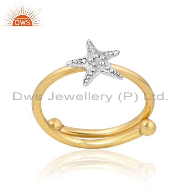 Gold Plated Sterling Silver Stackable Star Ring for Women