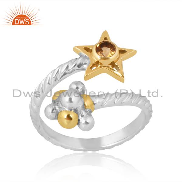 Shimmering Star Ring with Radiant Citrine Gemstone