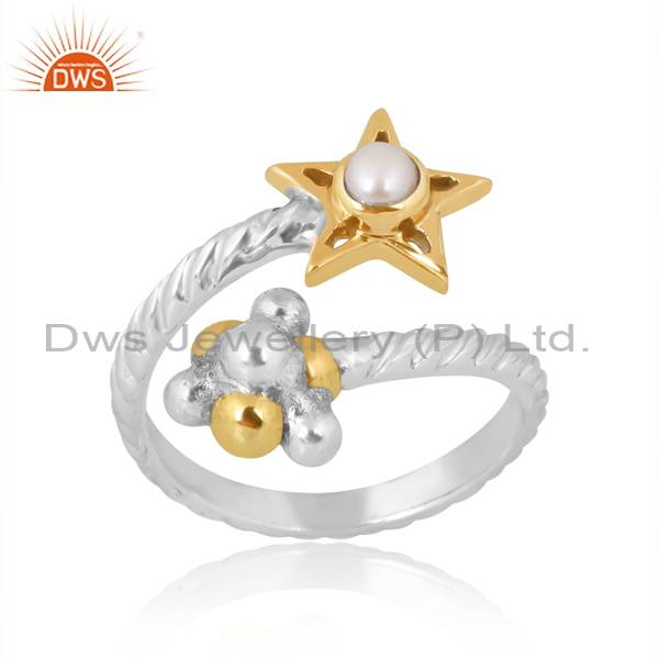 Stunning Star Ring: Pearl Gemstone Sparkles with Elegance