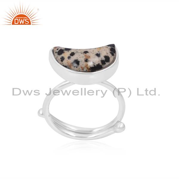Half Moon Dalmatian Jasper Ring: Unique And Stylish