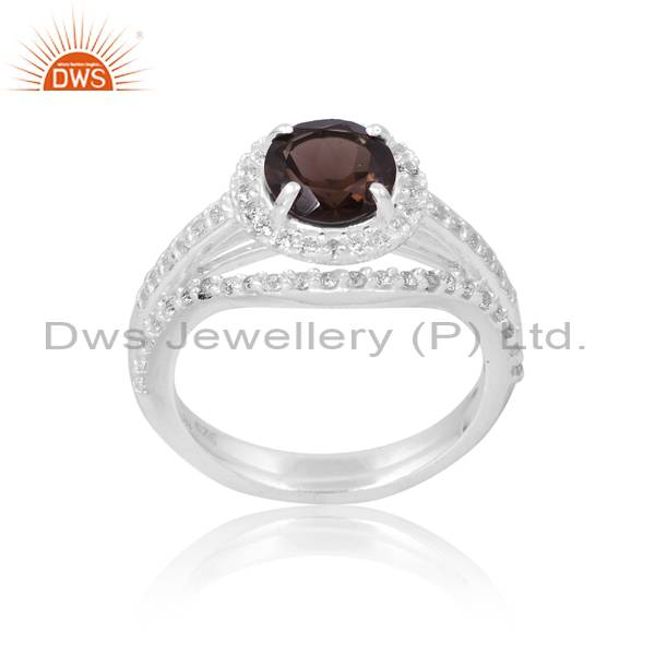Stylish Ring: Smoky and Cubic Zirconia Combination