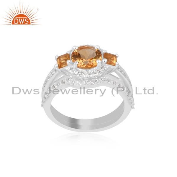 Citrine and Cubic Zirconia Ring: Beautifully Handcrafted