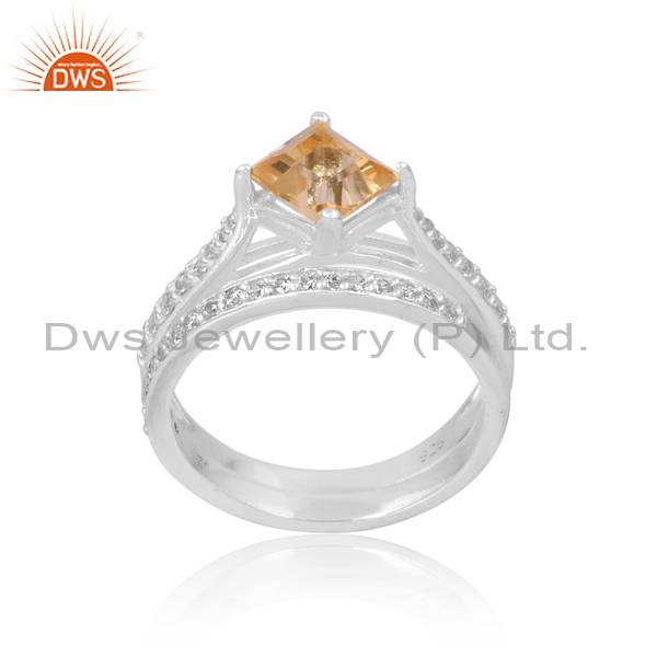 Stunning Citrine and CZ Ring: A Dazzling Combination