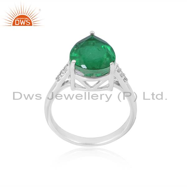 Sparkling CZ Doublet: Zambian Emerald Quartz - Exquisite Ring
