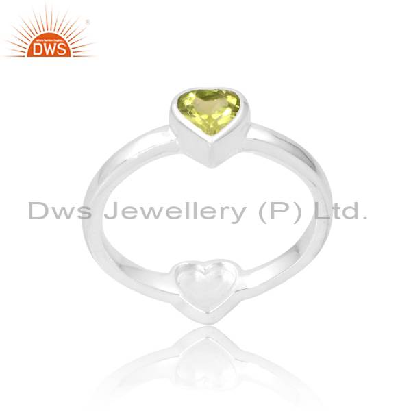 925 Sterling Silver Heart Ring: Peridot's Radiant Charm