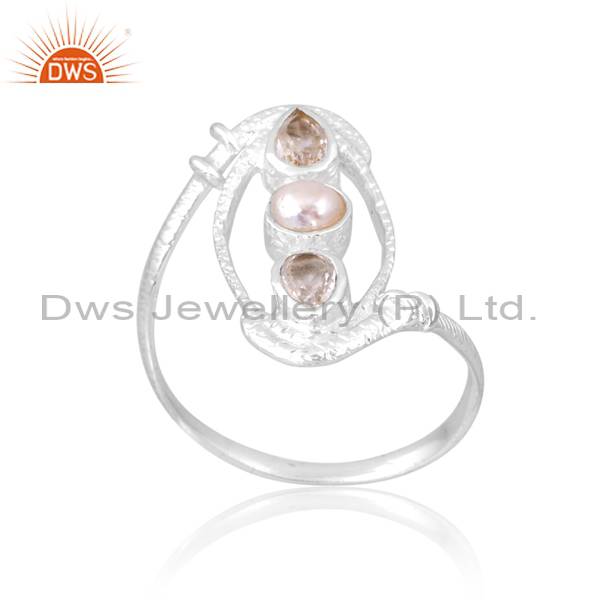 Handcrafted 925 Silver Ring with Quartz Crystal & Pearl