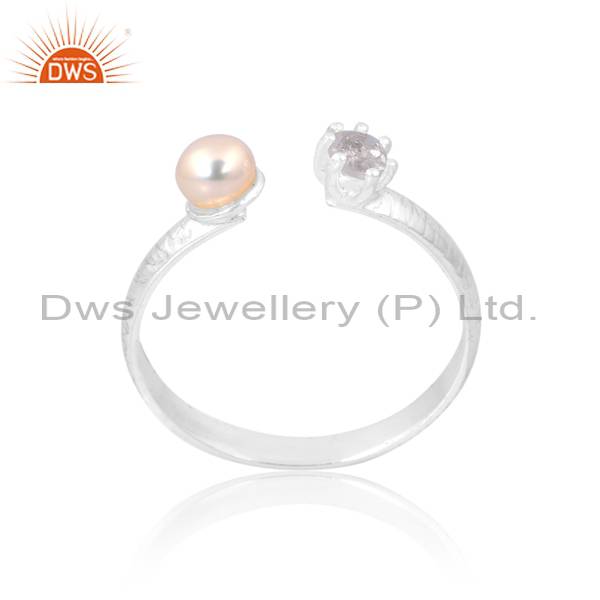 Exquisite Quartz & Pearl Ring: Elegance at Its Finest