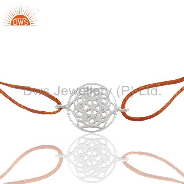 Chakra design 925 silver white rhodium plated macrame bracelet