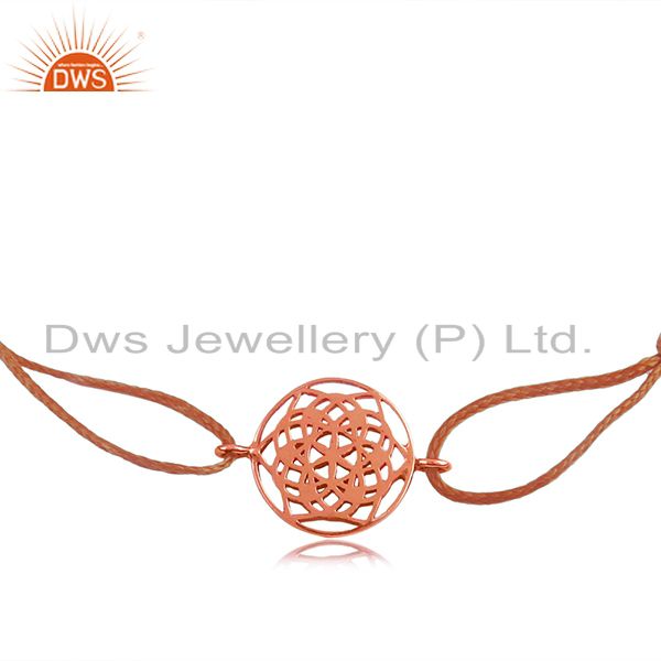 Rose gold plated 925 silver traditional charm macrame bracelet