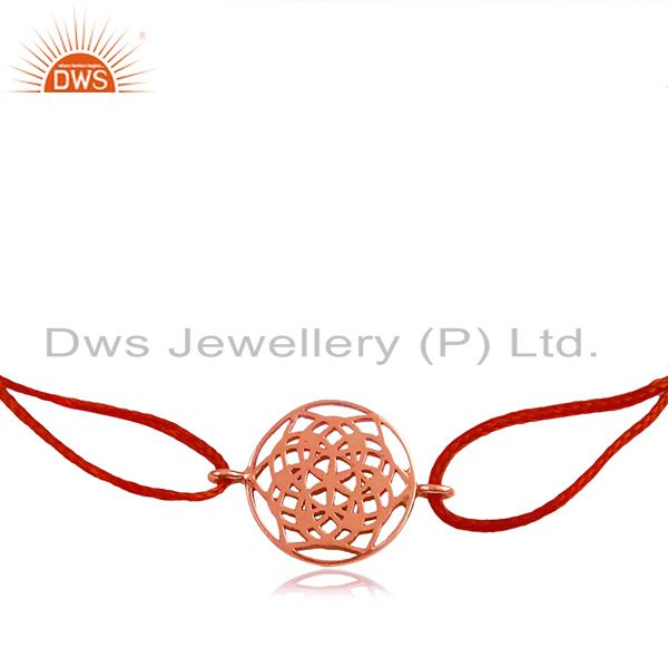 Red macrame plain sterling silver charm bracelet jewelry manufacturer