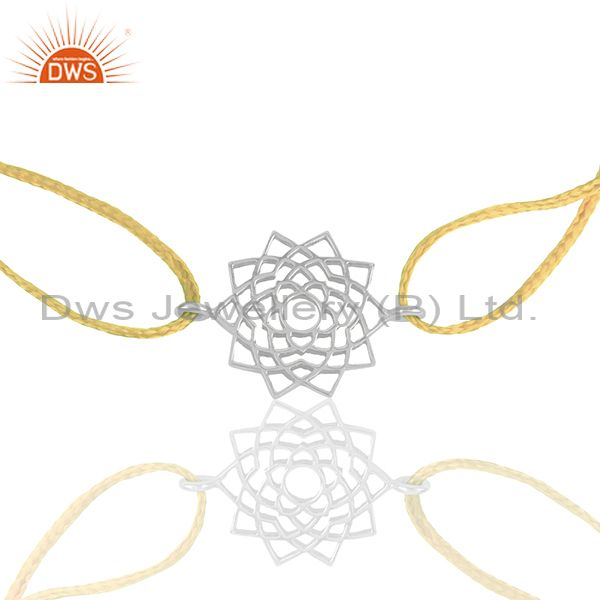 Chakra design 925 silver yellow thread adjustable bracelet supplier
